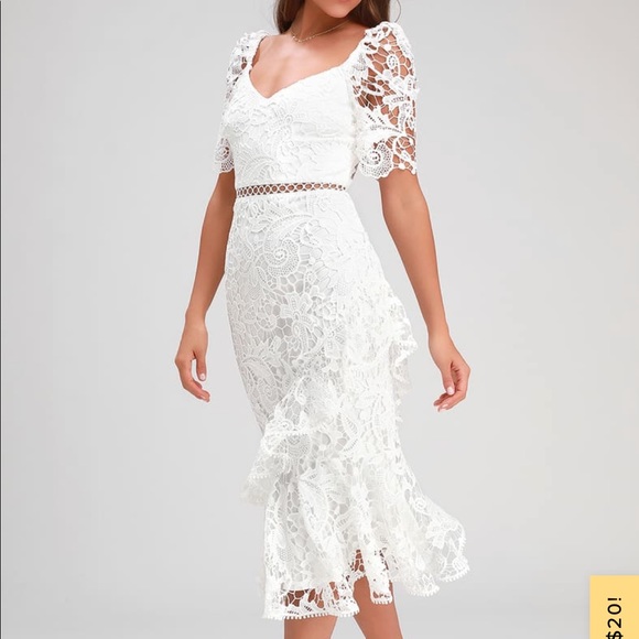 Briarwood White Lace Ruffled Midi Dress - Picture 3 of 9